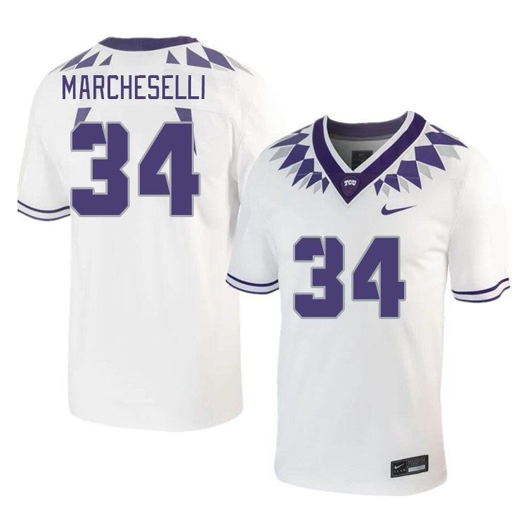 Men #34 Zach Marcheselli TCU Horned Frogs 2023 College Footbal Jerseys Stitched-White